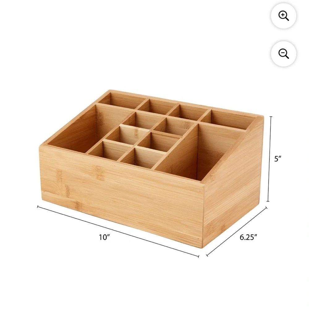 12 Compartment Bamboo Bath Storage Tray - Brown